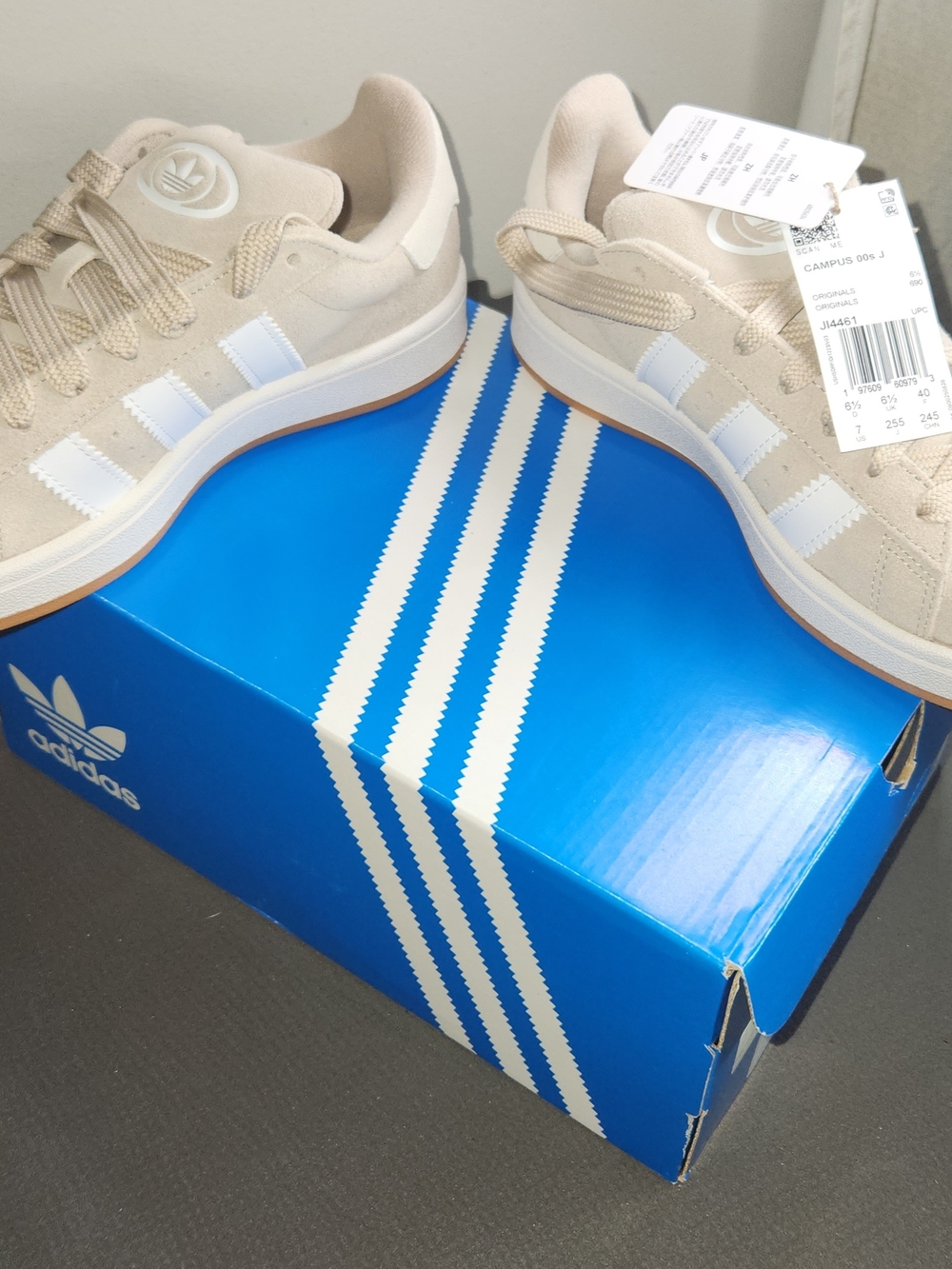 adidas Campus Suede Sneakers in Beige with White Stripes - Picture 5 of 6